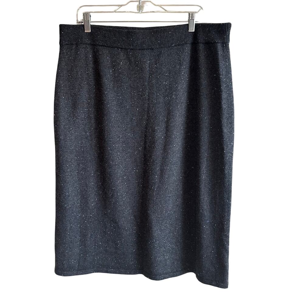 Talbots Knit Pull on Sweater Skirt Marled Gray XL